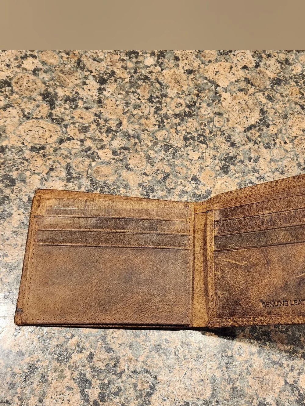 John Deere Brown Distressed Leather Bifold Wallet